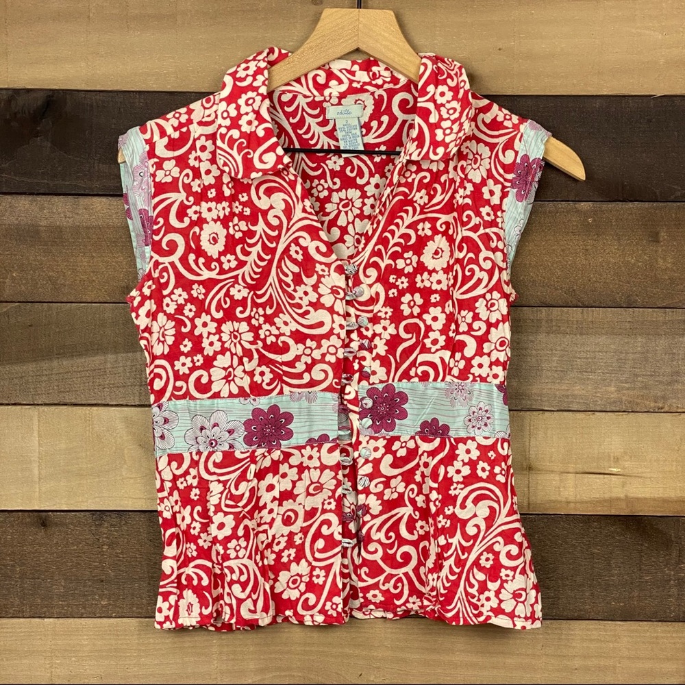 Anthropologie Women’s Silk Red Blouse